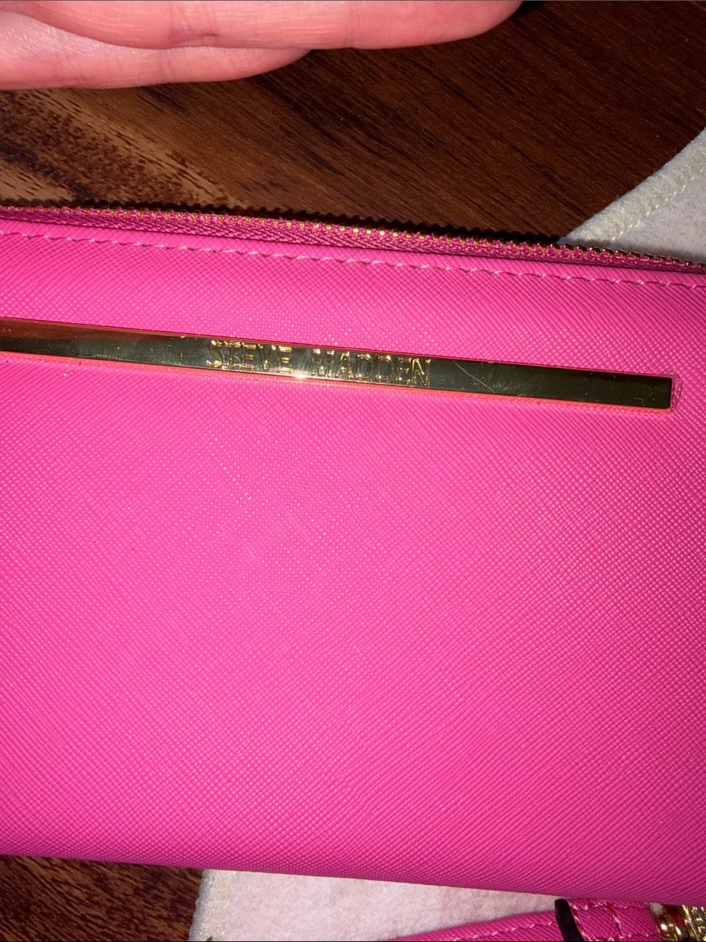 Steve Madden Pink Wristlet Wallet with Gold Accent